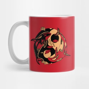 Red and Cream Balanced Orca Whales Mug